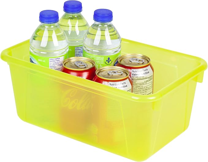 Storex Small Cubby Bins – Plastic Storage Containers for Classroom, 12.2 x 7.8 x 5.1 inches, Candy Yellow, 5-Pack (62476A05C)