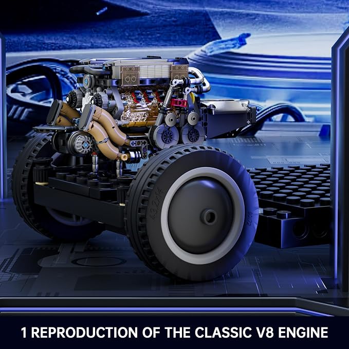 Mould King W16 Engine Kits that Runs, Build Your Own Twin V8 Engine, Visible Car Motor Blocks Set, Physical Science Experiment Models for Teens, Best STEM Toy Gifts for 14+ and Adult 10131 (952 Pcs)