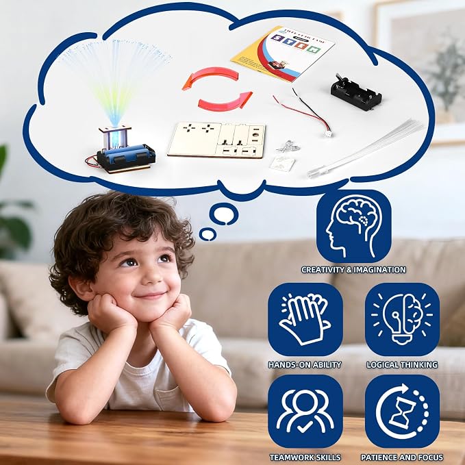 6 Set STEM Kits for Kids Age 6-8 8-10, Bulk Fiber Optic Lights Science Experiments for Classroom, STEM Activities Toys for Boys Girls 8-13 Year Old Gift, Circuit Building Kit, Electric Craft Projects