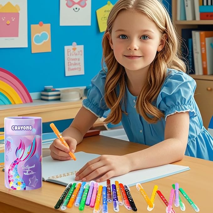 DreamCandy Twist Crayons for Toddlers,24 Colors Non Toxic Washable Crayons for Kids,Art Supplies Drawing Coloring Crayon Set,Gift for Boys and Girls,Back to School,Stocking Stuffers