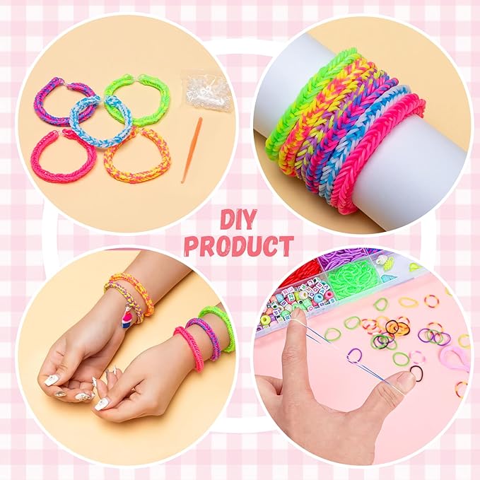 XKDOUS Rubber Band Bracelet Kit, Loom Bracelet Making Kit for Art and Craft, Rubberband Bracelets kit for Kids Ages 6+ 21 Colors 2000+