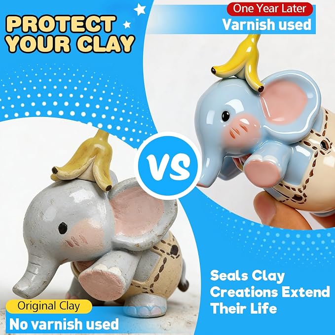 Air Dry Clay Glaze, 6.8 OZ/200ml High Gloss Varnish, Protective Sealant to Prevent Cracking & Scratching While Providing a Gloss Glaze Effect - for Ceramics, Wood, Acrylic Painting and Crafts (Gloss)