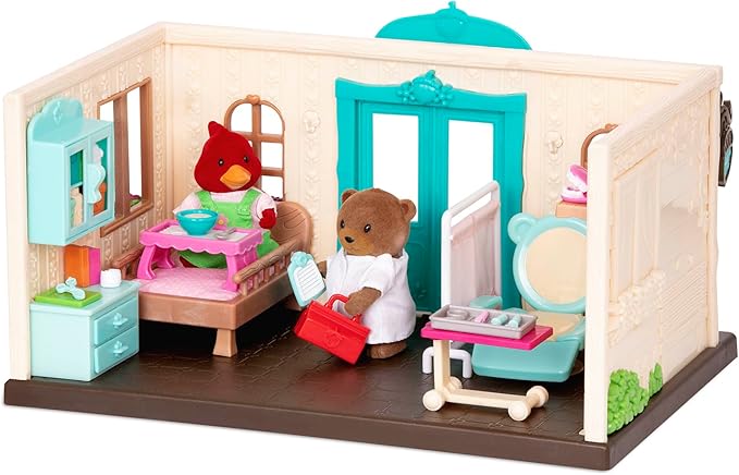 Li'l Woodzeez – Toy Walk – in Health Clinic Dollhouse Playset with Doctor Accessories for Pretend Play, Miniature Animal Figures, Kids Toy Playset for Children 3+ Years
