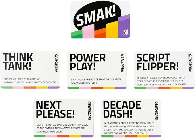 GENSMAK! Trivia Party Game for Adults & Families Multi-Generational Trivia Card Game for Game Night Funny Trivia with Hints 2-8+ Players Ages 10+