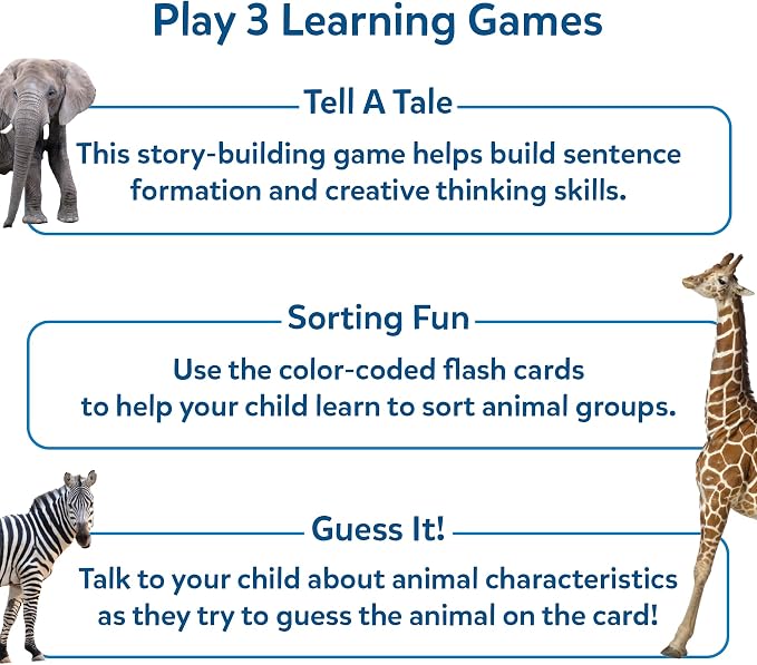Skillmatics Thick Flash Cards for Toddlers - First 100 Animals, Montessori Toys, Preschool Learning Activities, Learning Aids, Gifts for Kids Ages 1, 2, 3, 4 Years