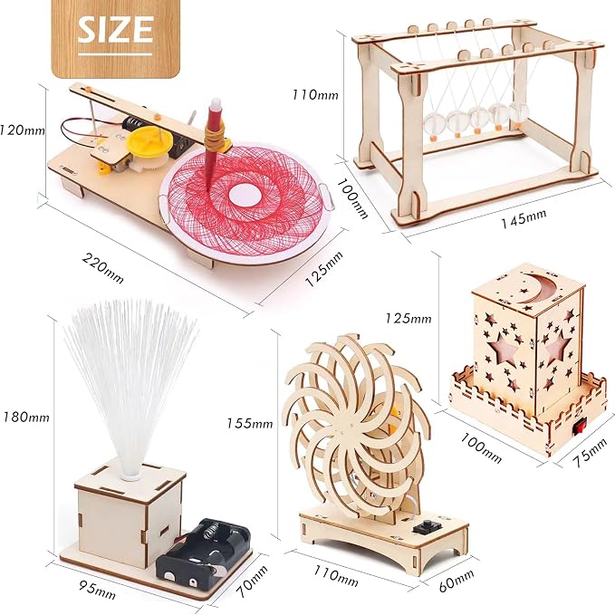 STEM Toys Wooden Building Kit for Kids Ages 8-12,Physics Science Wood Craft Set for Kids,DIY Science Building Projects for 6-8 with Hands-on Learning Activities-Educational Craft Model Kit