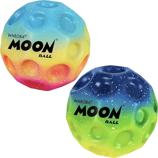 Waboba Gradient Moon Ball 2 Pack - Super Bouncy Wall Balls for Kids and Teens - Outdoor Sports Toy Gift - Rainbow & Undersea