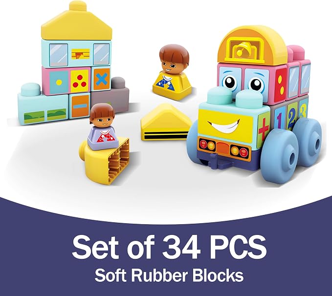 Baby Blocks, 34PCS Soft Building Blocks for Babies 12M+ | Soft Easy-Grip Blocks, Build Cars, Houses & Number Shapes, Colorful Puzzle Blocks, Early Learning Gift for Babies 12M+