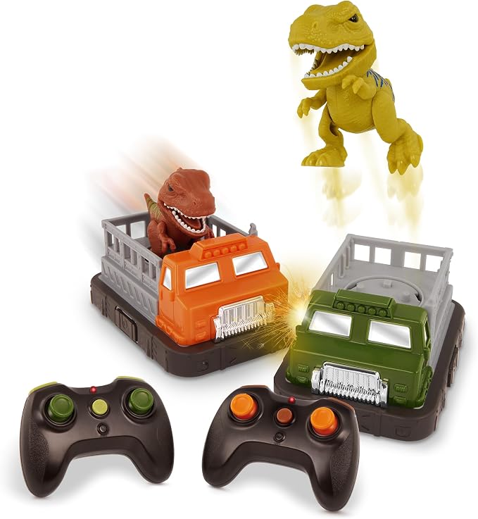 Terra by Battat – Remote Control Bumper Cars Set of 2 – Dinosaur Duel Rivals – Ejecting RC Cars with 2 – Player Battle & 1 – Player Auto Mode – Exciting Racing Action Toy for Toddlers & 3+ Years