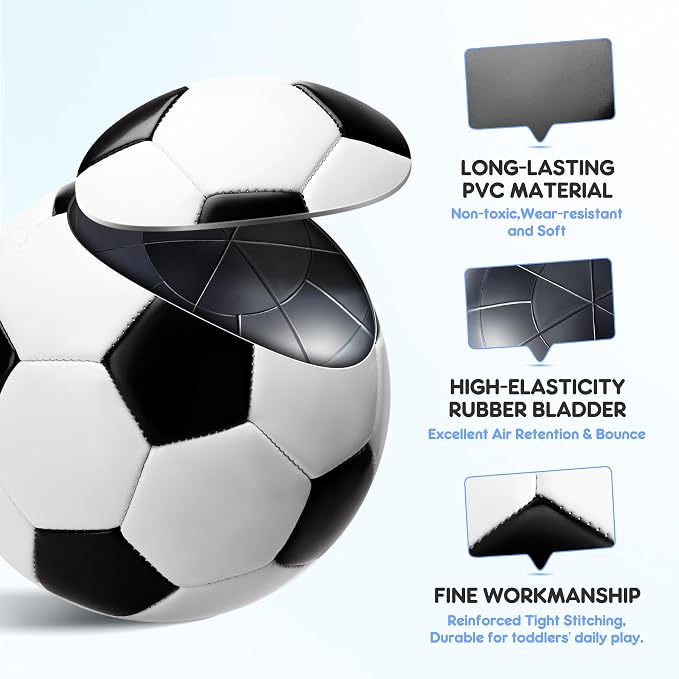 INPODAK Soccer Ball Size 3 Size 2 for Toddlers Kids 1-3 3-8, 1 or 2 Pack Cartoon Small Dinosaur Unicorn Soccer Ball Gifts for Girls Boys, Indoor Outdoor Sports Play Toys Birthday Gifts with Pump