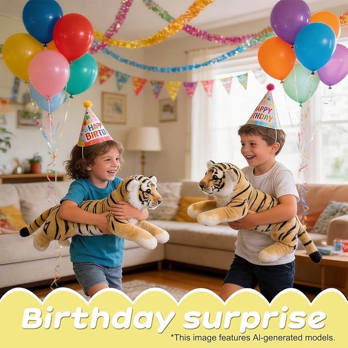 Tiger Stuffed Animals 24" Stuffed Tiger Animal Plush Toys Safari Cute Realistic Tiger Plush Soft Pillow Jungle Birthday Graduation Gifts for Kids Boys Girls