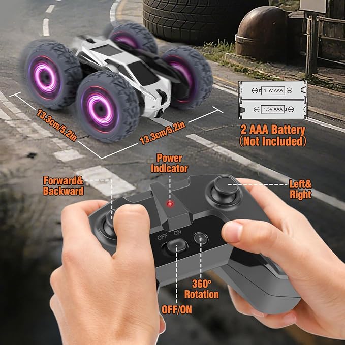 RC Stunt Cars Remote Control Car Double-Sided Driving 360-degree Flips Rotating Car Toy