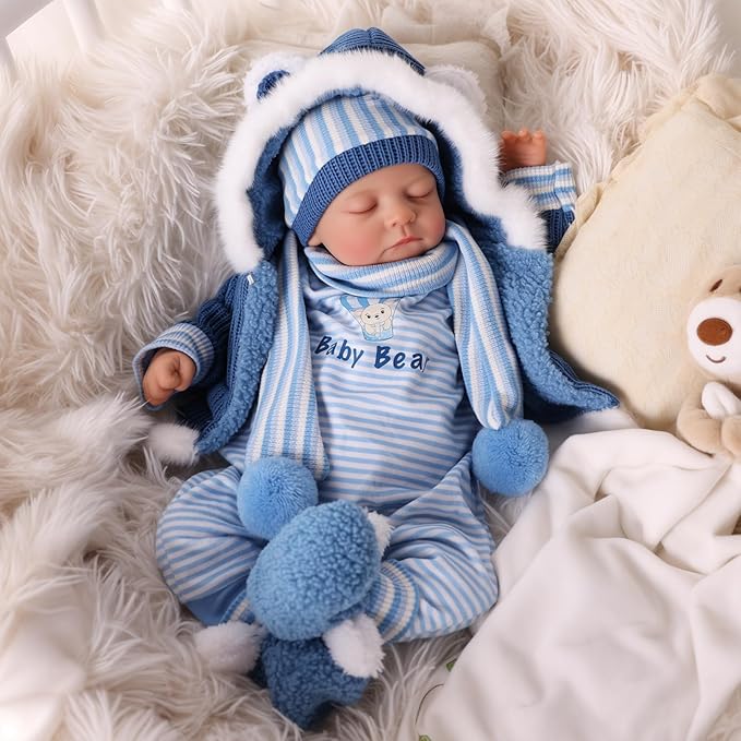 BABESIDE Lifelike Reborn Baby Dolls Boy, 20 Inch Realistic Real Life Baby Poseable Newborn Doll Boy Soft Vinyl and Cloth Body Baby Dolls with Clothes and Toy Gift for Kids Age 3+
