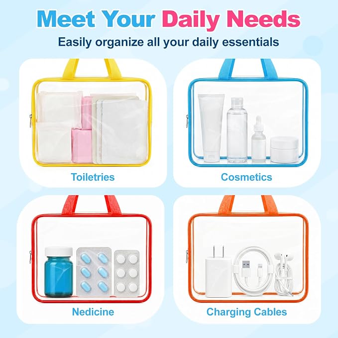 Toy Storage Bags, Large capacity Toy Organizers and Storage, Plastic Waterproof Zip Pouches with Labels for Lego, Puzzle, Building Blocks, Board Game, Magnatiles Organizer, Clear Toiletry Bag (4)