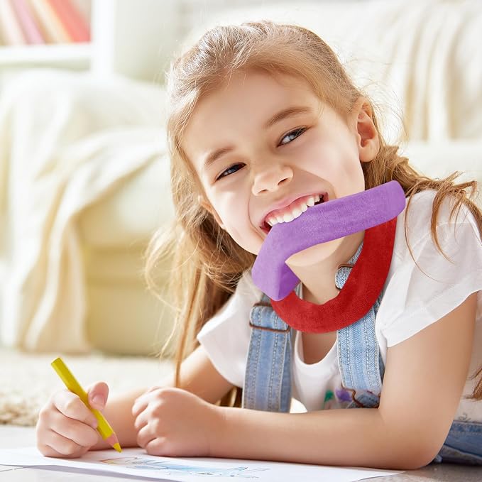 Hicarer 8 Pieces Chew Necklaces for Sensory Kids, Soft and Absorbent Terry Cloth Teething Chewy Necklace Absorbent Alternative to Chewing Clothing for Boys and Girls (Mixed Colors)