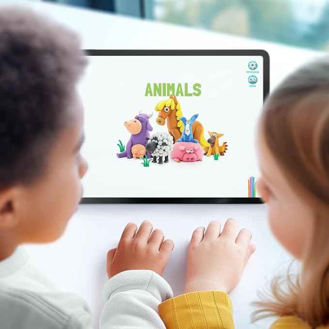 HEY CLAY Colorful Modeling Air Dry Clay for Kids 6 cans with Fun Interactive Instructions App - Kids Activities Age 3+ (Animals: Piggy, Horse, Rabbit)