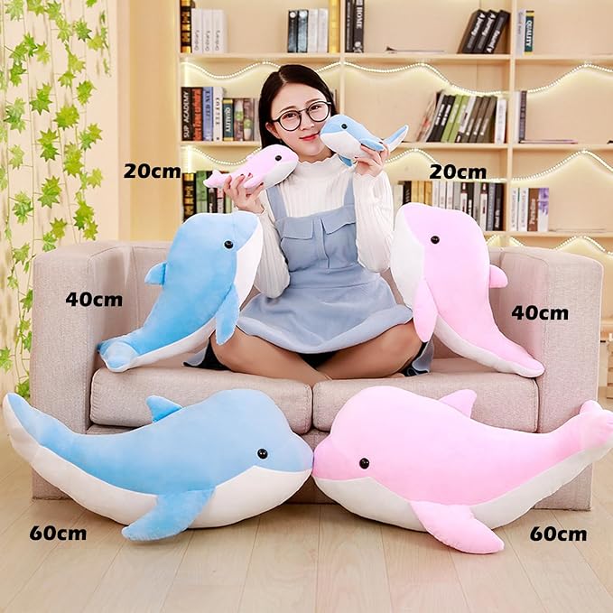 Dolphin Stuffed Animals Plush Pillows Soft Sea Animal Plush Dolls Stuffed Animal Plushies (PINK-15.2Inch)