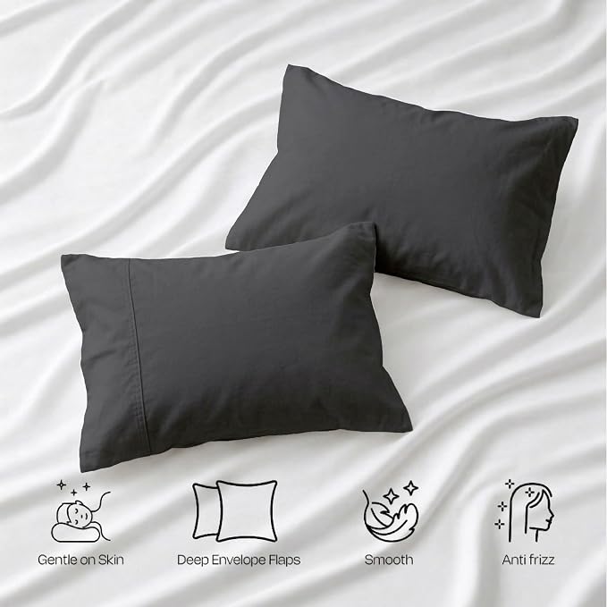 Full XL Size Sheets Set, 4-Piece Premium Egyptian Long-Staple 100% Cotton Bedding Set, Single-Ply Luxury Sateen Weave Hotel Quality Sheets, Soft & Breathable, 15” Deep Pockets, Dark Grey