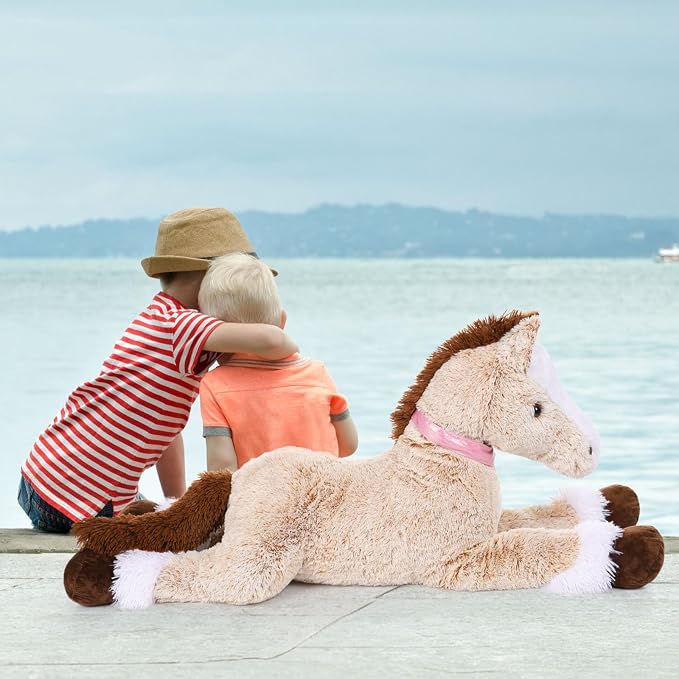 MaoGoLan Giant Horse Stuffed Animal, Large Horse Plush Toy for Girl Kid Boy, Realistic Stuffed Pony Plush Pillow for Mother's Day Birthday Gift Baby Shower Party Favor Decor, 47 inches, Brown