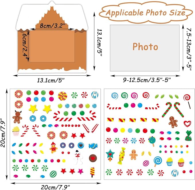 chiazllta 30 Packs Christmas Picture Frame Craft Kits for, Xmas DIY Gingerbread Candy Craft Holiday Art Favor Home Class Game Activities for