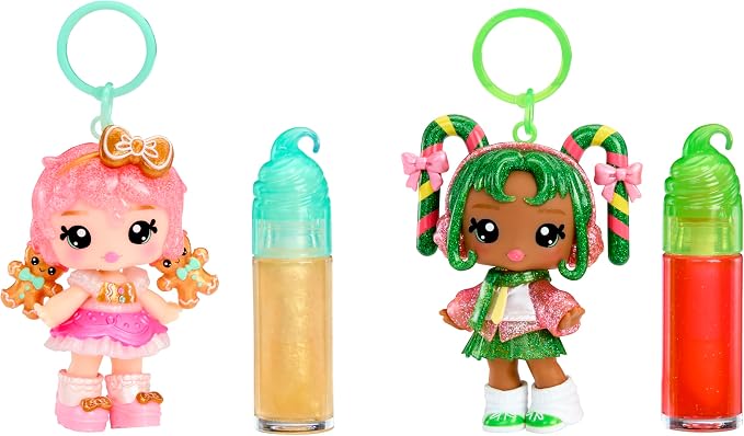 Yummiland x Holiday Lip Gloss Doll - Halle Candy Cane Includes DIY Lip Gloss + Keychain, Cosmetic Play, Seasonal Holiday Collectible, Gift, Ages 4+