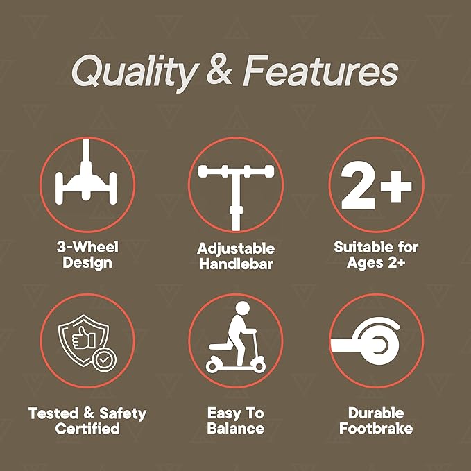 Red Mini 3 Wheel Scooter for Kids – Lean-to-Steer with LED Light-Up Wheels, Adjustable Handlebar, Wide Anti-Slip Deck, Smooth PU Wheels, Rear Foot Brake – Toddler Scooter for Ages 2+