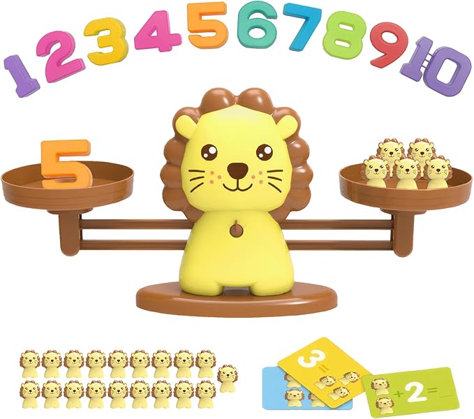 Snugzy Lion Balance Counting Toys, Number Counting Scale Games for Kids Cool Math Learning Games for Boys and Girls Preschool Kindergarten Learning STEM Montessori Educational Toys for 3+