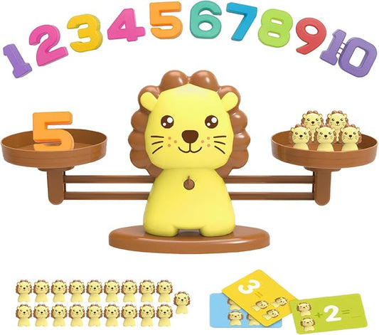 Snugzy Lion Balance Counting Toys, Number Counting Scale Games for Kids Cool Math Learning Games for Boys and Girls Preschool Kindergarten Learning STEM Montessori Educational Toys for 3+