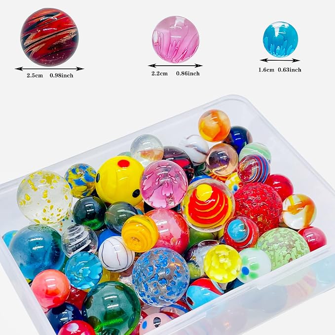 Miutrue 100 Assorted Marbles Bulk Cheap for Kids Ages 4-8-12 Play Marbles Physical Therapy Glow in The Dark Glass Marbles