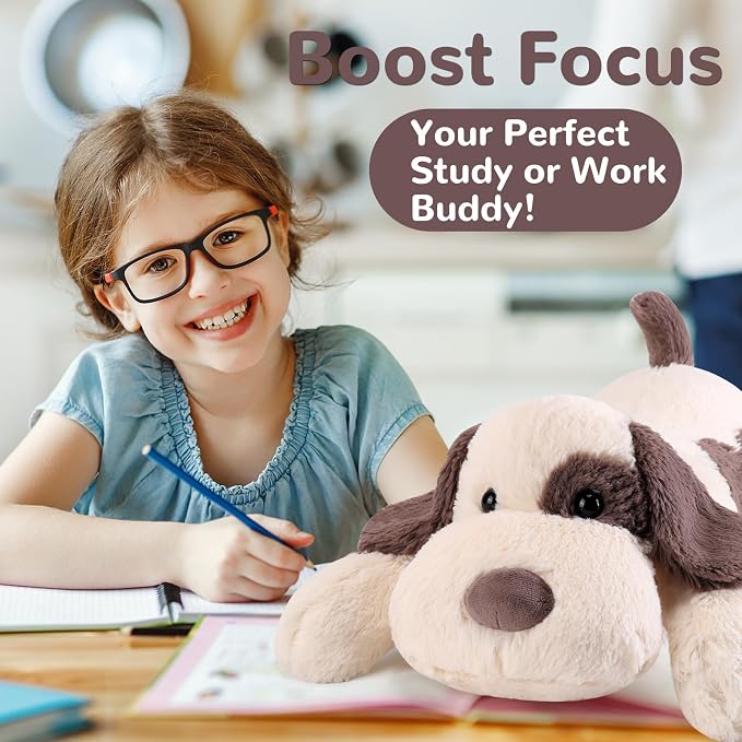 meowtastic Grey & White Dog Weighted Stuffed Animals - 22 Inch 4.5 Pounds Weighted Plush Dog Stuffed Animals - Big Stuffed Dog Plush Pillow - Cute Plush Toys Gifts for Kids & Adults (22" 4.5 lbs)