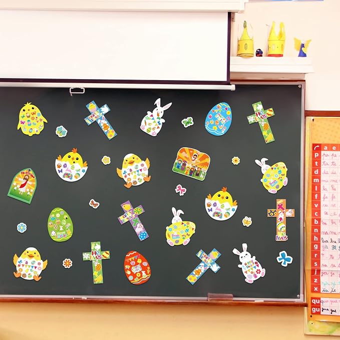 30 Sets Easter Jesus He Is Risen Craft Kits for Kids - DIY Religious Crosses Art Craft - Make a Resurrection Scene Ornament - Spring Christian Creative Art Projects, Kids Party Favors