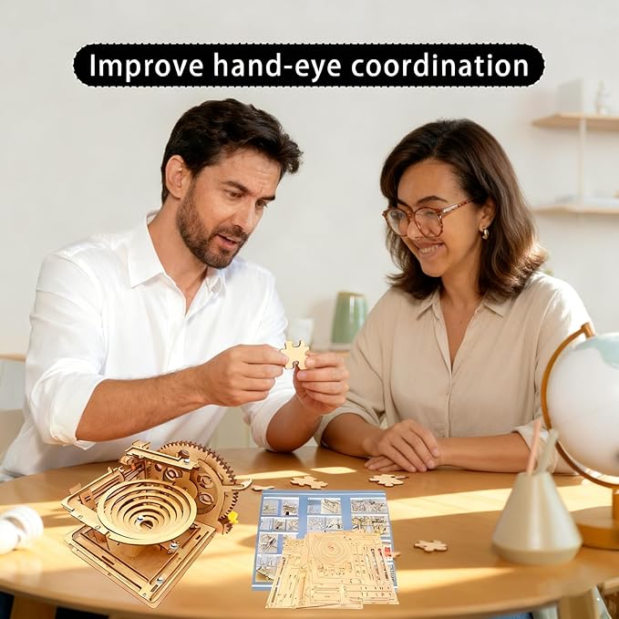 3D Puzzle Wooden Marble Run for Adults DIY Model Kit Assembly Wood Crafts Mechanical Puzzle for Teen Age 14+ Years Old
