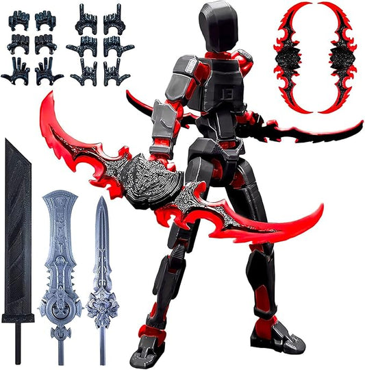 altuco Titan 13 Action Figure Set for Kids,T13 Action Figure with Multiple Accessories,3D Printed Dummy Robot 13 Desktop Decorative Toy for Boys (Black-red)