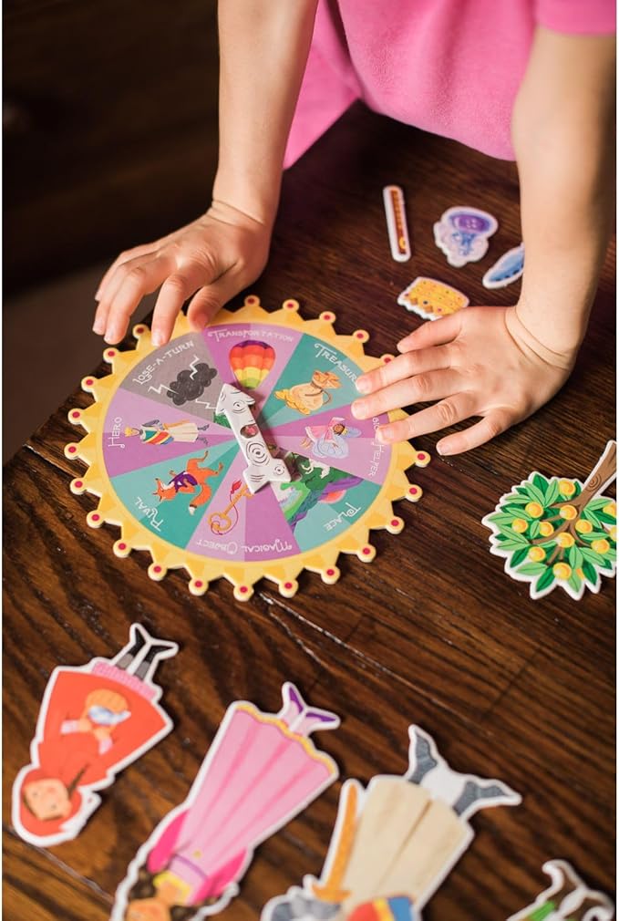 eeBoo Fairytale Spinner Game - Award Winning Story Building Spinner Game, Screen-Free Fun for 2-4 Players, Kids Ages 5 and up