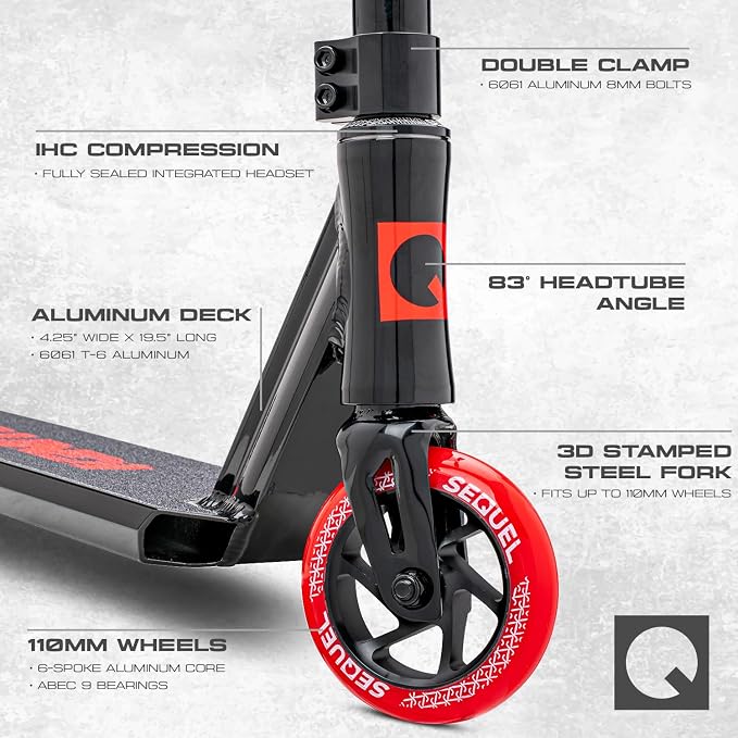 Sequel Ignite Pro Scooter, Pro Stunt Scooter Complete Trick Scooter for Kids 8+, Beginner Skatepark BMX Scooter