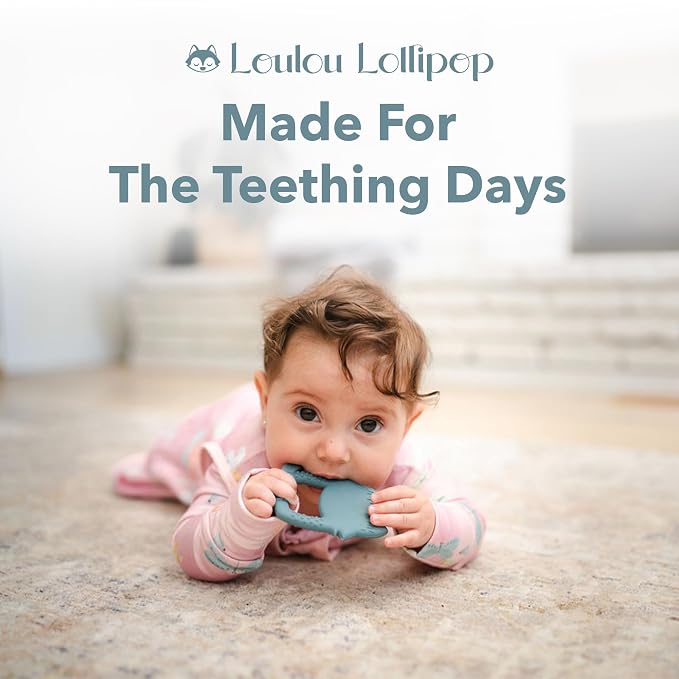 Loulou Lollipop Wild Silicone Teether for Babies 4 Months and Up, Textured Teething Ring for Sore Gums, BPA-Free Food-Grade Silicone, Easy-Grip Open Shape, Dishwasher & Freezer Safe, Elephant