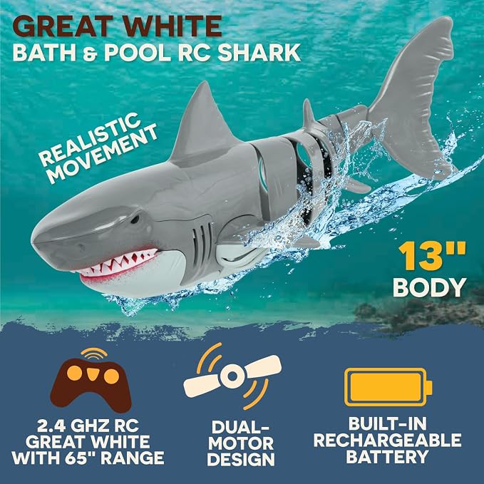 Terra by Battat – Swimming Shark Radio Control Toy – Electronic Water Animal for Pool & Bath – Remote Controlled Fun for Kids 6+ Years