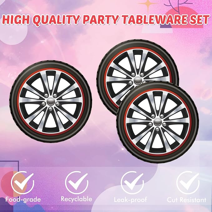 40PCS Hot Car Party Supplies Happy Birthday Dinnerware Disposable Racing Car Race Track Party Favors Plates and Napkins Sets for Kids Boys Birthday Racing Sports Serves 20