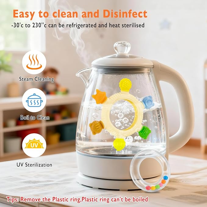 Baby Teething Toys for 0-6 6-12 Months, Silicone Baby Teether, Freezer Safe Sensory Teething Toy, Easy Grip Infant Chew Toy for Sore Gum Relief, BPA-Free