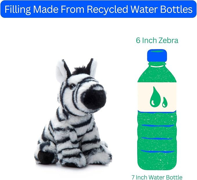 The Petting Zoo Zebra Stuffed Animal Plushie, Gifts for Kids, Wild Onez Babiez Zoo Animals, Zebra Plush Toy 6 inches