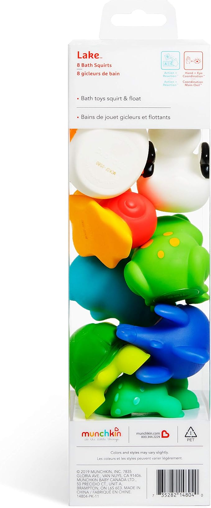 Munchkin Baby Bath Toy Squirts for Babies and Toddlers 9 Months and Up, Lake Animal Squirters, 8 Pack