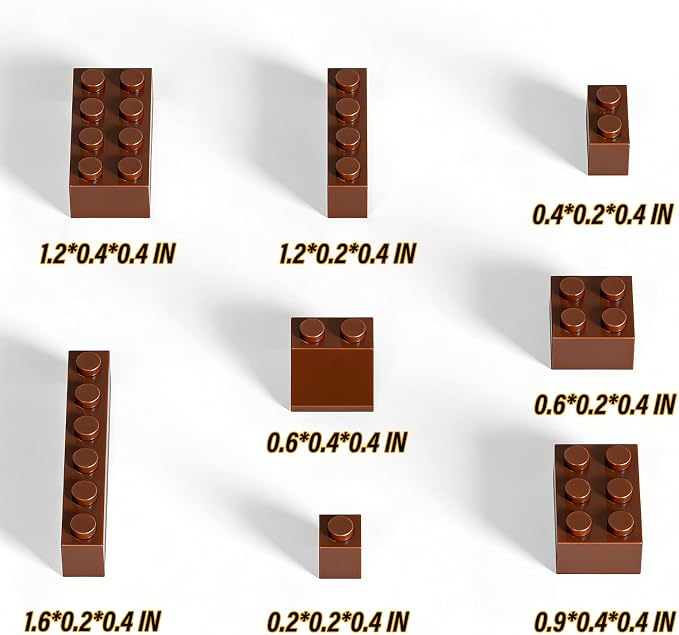 Bulk Building Bricks, Compatible with Lego and All Brands, 8 Sizes and A Variety of Colors to Mix and Match，Random Color (240, Brown)