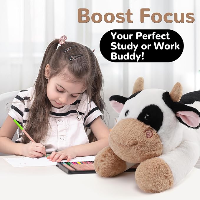 gnomantic Cow Weighted Stuffed Animals - 12 Inch 1.0 Pounds Weighted Plushies Cow Stuffed Animals - Small Plush Pillow - Cute Plush Toys Gifts for Kids & Adults (12" 1.0 lbs Black)