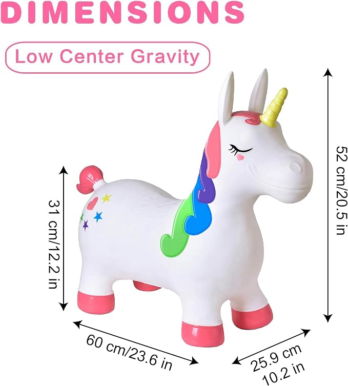 HotMax Unicorn Bouncy Horse Toys for 2 Year Old Girl, Toddlers Bouncing Animals, Ride on Rubber Jumping Toys for Baby Girl or Boy 1st Birthday Gift for 2 3 4 Year Old (Pink White Unicorn)