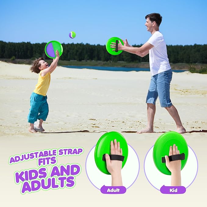 TEILLNET Toss and Catch Ball Set Upgraded - Beach Toys Outdoor Games Baseball Games - Sturdy & Water-Resistant for Pool Yard - Classic Gift for Toddlers Kids Boys Girls 3 4 5 6 7 8 9 10 11 12+ Years