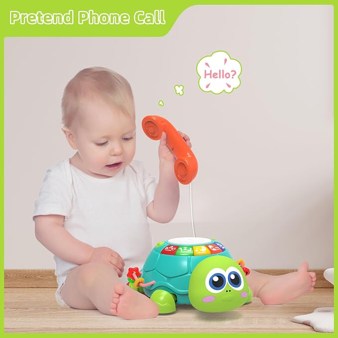 Hanayo Baby Toys 6 to 12 Months，Musical Turtle Crawling Girl Toys for 12-18 Months,Infant Early Learning Educational Toy,Girl & Boy Gift Essentials for Newborn 7 8 9 11+ Months 1-2 Year Old(Green)