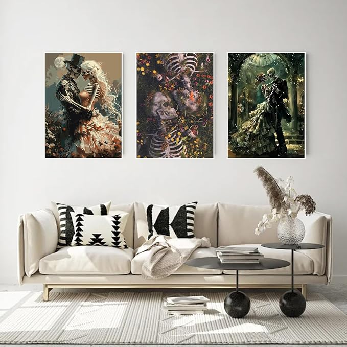 Fairyland JinWenn Paint by Numbers for Adults and Kids Beginner, 3 Pack Skull Painting by Number Kits On Canvas Number Artist Paint by Number Kit DIY Oil Acrylic Paints Home Wall Decor Gift 12x16 inch