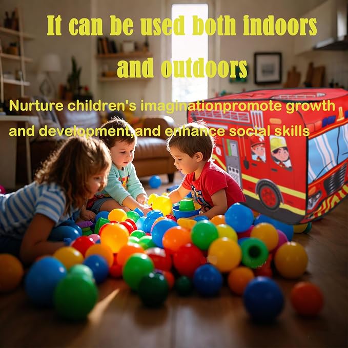 Pop Up Tent Kids: Fire Truck Tent, Pop - Up Playhouse Toy Suitable, Playhouse Toy Play Tents for Kids Aged 3+ Years Old Boys and Girls(Fire Truck)