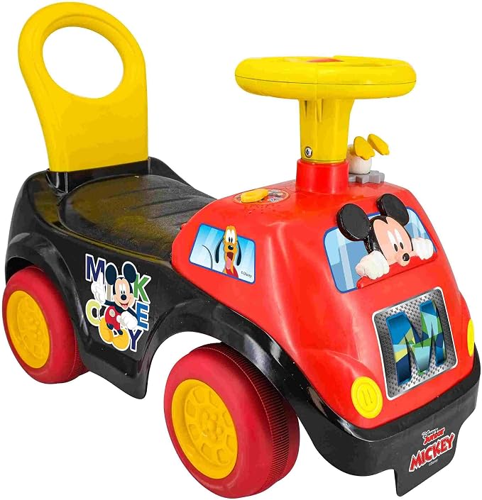 Kiddieland Mickey Mouse Lights & Sounds Ride-On Push Toy, Foot-to-Floor Toddler Ride On Car, Interactive Dashboard, Ages 12–36 Months, 55 lb Limit, Batteries Included