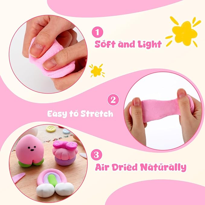 VioraWhite 72 Pcs 38oz Air Dry Clay Bulk Modeling Ultra Lightweight Foam Modeling Clay for Kids Adults DIY Gifts Party Arts Crafts and School Project Supplies (Light Pink)
